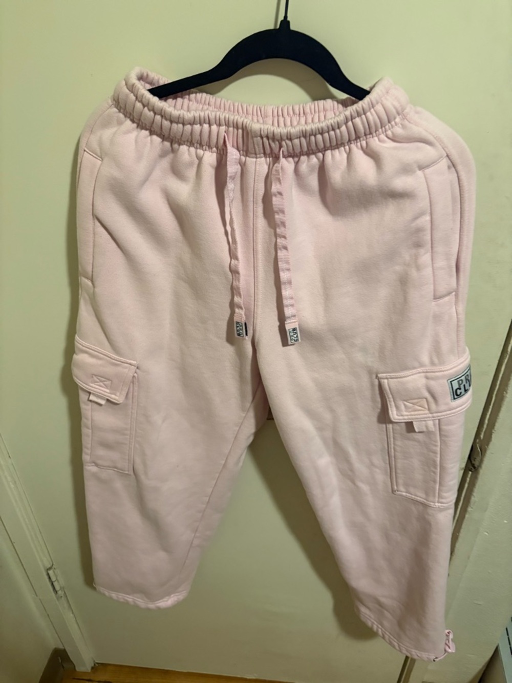 Kids Light Pink Cargo Joggers with Drawstring Waist